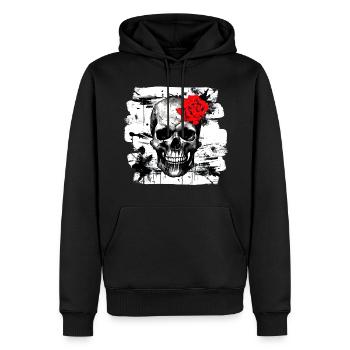 Totenschädel Tattoo Heavy Metal Rocker - Männer Premium Bio Hoodie - Schwarz - Vorne - Nico (187cm)