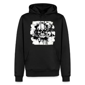 Totenkopf Trash Polka Heavy Metal - Männer Premium Bio Hoodie - Schwarz - Vorne - Nico (187cm)