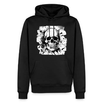 Totenkopf Heavy Metal Rocker Tattoo - Männer Premium Bio Hoodie - Schwarz - Vorne - Nico (187cm)