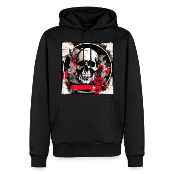 Totenschädel Tattoo Heavy Metal Rocker - Männer Premium Bio Hoodie - Schwarz - Vorne - Nico (187cm)