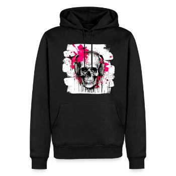 Totenschädel Tattoo Heavy Metal Rocker - Männer Premium Bio Hoodie - Schwarz - Vorne - Nico (187cm)