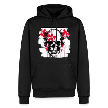 Totenschädel Splash Trash Polka Tattoo - Männer Premium Bio Hoodie - Schwarz - Vorne - Nico (187cm)