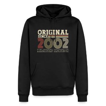 Cadeau d’anniversaire vintage original depuis 2002 - Sweat à capuche Premium bio Homme - noir - Devant - Nico (187cm)