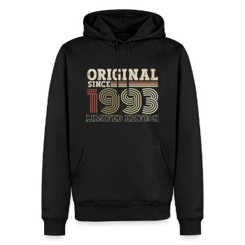 Original seit 1993 Jahrgang Geburtstag Geschenk - Männer Premium Bio Hoodie - Schwarz - Vorne - Nico (187cm)