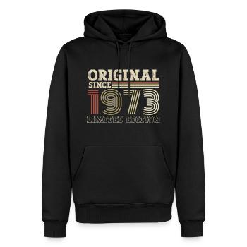 Original depuis 1973 cadeau d’anniversaire vintage - Sweat à capuche Premium bio Homme - noir - Devant - Nico (187cm)