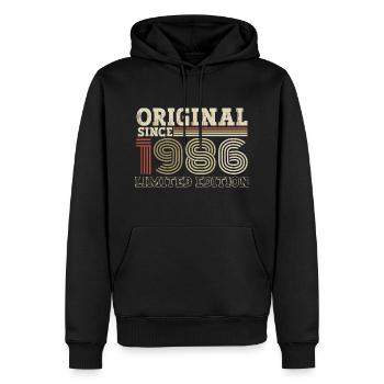 Original depuis 1986 cadeau d’anniversaire vintage - Sweat à capuche Premium bio Homme - noir - Devant - Nico (187cm)