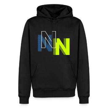 N Buchstabe - Männer Premium Bio Hoodie - Schwarz - Vorne - Nico (187cm)
