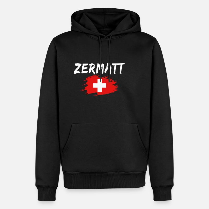 Zermatt Suisse Drapeau - Sweat à capuche Premium bio Homme - noir