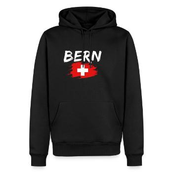 Berne Suisse Drapeau - Sweat à capuche Premium bio Homme - noir - Devant - Nico (187cm)