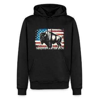 Bison - Sweat à capuche Premium bio Homme - noir - Devant - Nico (187cm)