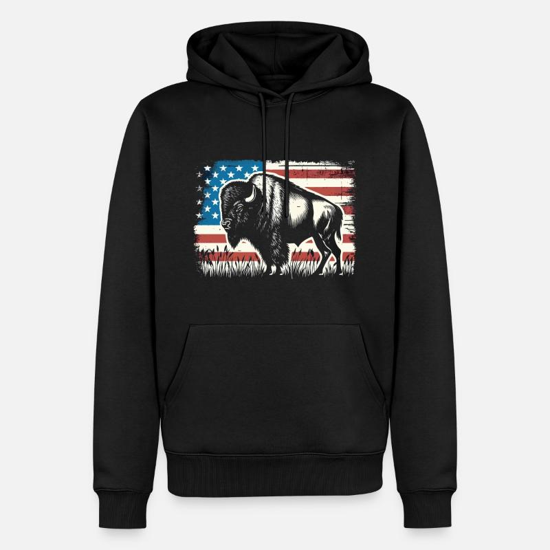 Bison - Sweat à capuche Premium bio Homme - noir