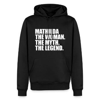 Femme Mythos Légende Nom Mathilda - Sweat à capuche Premium bio Homme - noir - Devant - Nico (187cm)