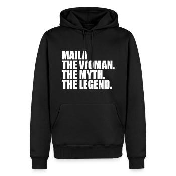 Woman Mythos Legend Name Maila - Men’s Premium Organic Hoodie - black - Front - Nico (187cm)