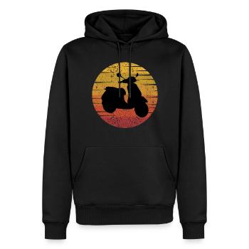 Roller Fahrer Roller Motorrad Vintage Retro - Männer Premium Bio Hoodie - Schwarz - Vorne - Nico (187cm)