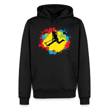 Stunt Scooter Freestyle Scootering Reiten bunt - Männer Premium Bio Hoodie - Schwarz - Vorne - Nico (187cm)