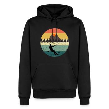 Barfuß Skifahren Wassersport Vintage Retro - Männer Premium Bio Hoodie - Schwarz - Vorne - Nico (187cm)