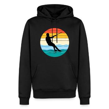 Barfuß Skifahren Wassersport Vintage Retro - Männer Premium Bio Hoodie - Schwarz - Vorne - Nico (187cm)