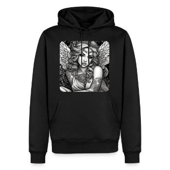 Cute angel with tattoos - Men’s Premium Organic Hoodie - black - Front - Nico (187cm)