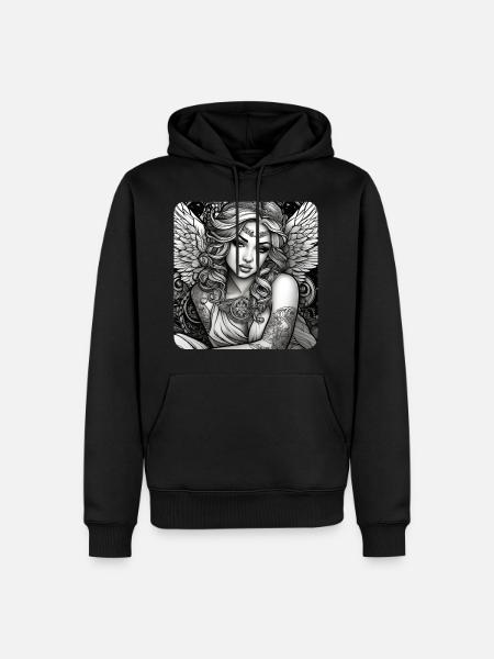 Süßer Engel mit Tattoos - Männer Premium Bio Hoodie - Schwarz