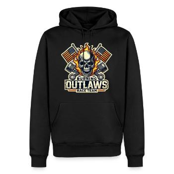 Burning Outlaw von Rie Design - Männer Premium Bio Hoodie - Schwarz - Vorne - Nico (187cm)