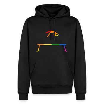Turnen am Regenbogen Schwebebalken - Männer Premium Bio Hoodie - Schwarz - Vorne - Nico (187cm)