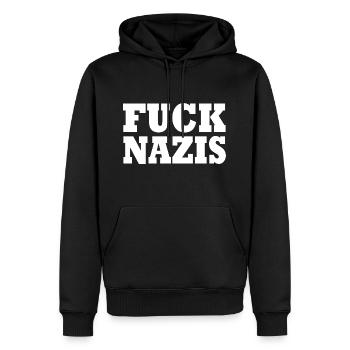 Fuck nazis - Männer Premium Bio Hoodie - Schwarz - Vorne - Nico (187cm)