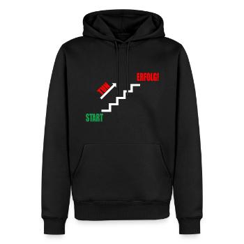 Treppe Erfolg durch Tun - Männer Premium Bio Hoodie - Schwarz - Vorne - Nico (187cm)