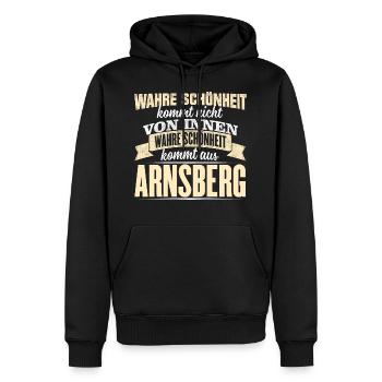 ARNSBERG - Schönheit - Männer Premium Bio Hoodie - Schwarz - Vorne - Nico (187cm)