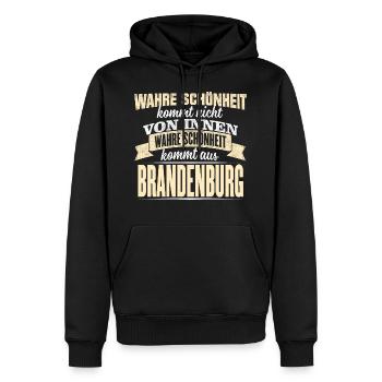 BRANDENBURG - Schönheit - Männer Premium Bio Hoodie - Schwarz - Vorne - Nico (187cm)