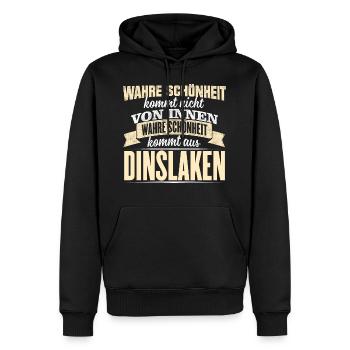 DINSLAKEN - Schönheit - Männer Premium Bio Hoodie - Schwarz - Vorne - Nico (187cm)