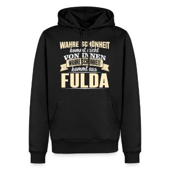 FULDA - Schönheit - Männer Premium Bio Hoodie - Schwarz - Vorne - Nico (187cm)