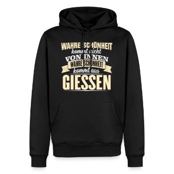 GIESSEN - Schönheit - Männer Premium Bio Hoodie - Schwarz - Vorne - Nico (187cm)