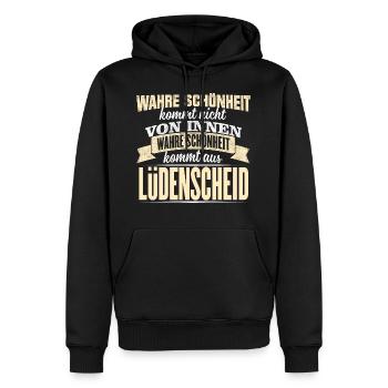 LÜDENSCHEID - Schönheit - Männer Premium Bio Hoodie - Schwarz - Vorne - Nico (187cm)