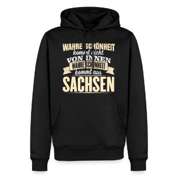 SACHSEN - Schönheit - Männer Premium Bio Hoodie - Schwarz - Vorne - Nico (187cm)