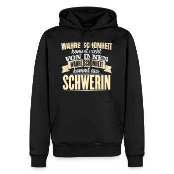 SCHWERIN - Schönheit - Männer Premium Bio Hoodie - Schwarz - Vorne - Nico (187cm)