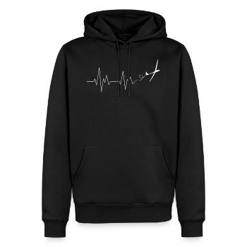 Segelflieger Herzschlag Segelflugzeug Pilot Flug - Männer Premium Bio Hoodie - Schwarz - Vorne - Nico (187cm)
