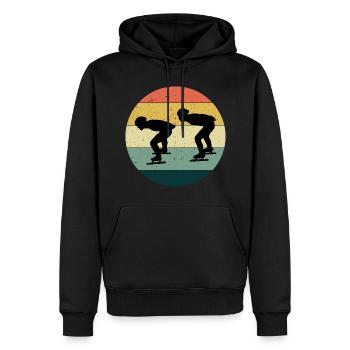 Eisschnelllauf Eisschnelllauf Schlittschuhrennen Vintage Retro - Männer Premium Bio Hoodie - Schwarz - Vorne - Nico (187cm)