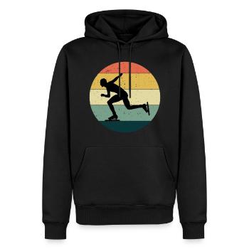 Patinage de vitesse Patineur sur glace Skate Vintage Retro - Sweat à capuche Premium bio Homme - noir - Devant - Nico (187cm)