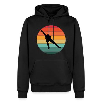 Patinage de vitesse Patineur sur glace Skate Race Vintage Retro - Sweat à capuche Premium bio Homme - noir - Devant - Nico (187cm)