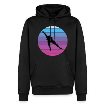 Patinage de vitesse Patineur sur glace Skate Race Vintage Retro - Sweat à capuche Premium bio Homme - noir - Devant - Nico (187cm)