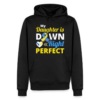Journée mondiale de sensibilisation au syndrome de Down Jaune Bleu - Sweat à capuche Premium bio Homme - noir - Devant - Nico (187cm)