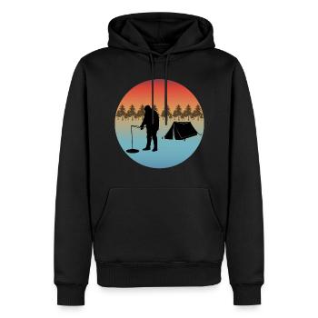 Eisfischen Winter Camping Camp Zelt Bäume Natur - Männer Premium Bio Hoodie - Schwarz - Vorne - Nico (187cm)