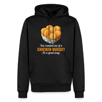 Chicken Nuggets Fast Food Lustiger Spruch - Männer Premium Bio Hoodie - Schwarz - Vorne - Nico (187cm)