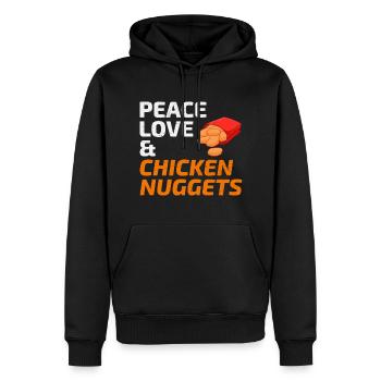 Chicken Nuggets Fast Food Lustiger Spruch - Männer Premium Bio Hoodie - Schwarz - Vorne - Nico (187cm)