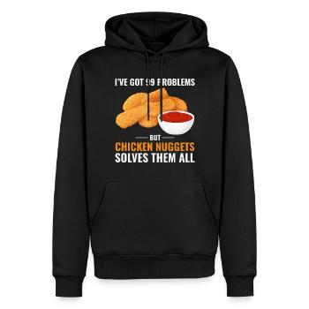 Chicken Nuggets Fast Food Funny Saying - Men’s Premium Organic Hoodie - black - Front - Nico (187cm)