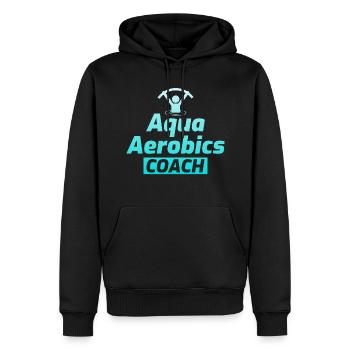 AquaGym Coach Fitness Aquatique Entraîneur - Sweat à capuche Premium bio Homme - noir - Devant - Nico (187cm)
