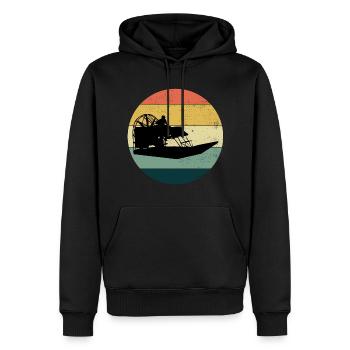 Vintage Rétro Airboat Fanboat Airboating Planeboat - Sweat à capuche Premium bio Homme - noir - Devant - Nico (187cm)