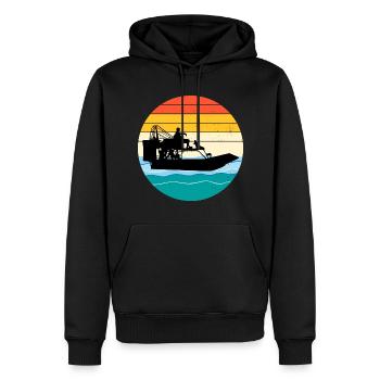 Vintage Rétro Airboat Fanboat Airboating Planeboat - Sweat à capuche Premium bio Homme - noir - Devant - Nico (187cm)