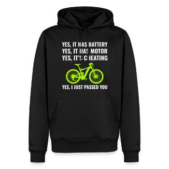 E-Bike Vélo électrique Vélo Cyclisme Biker VTT - Sweat à capuche Premium bio Homme - noir - Devant - Nico (187cm)