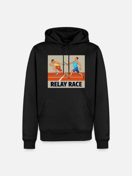 Relay race run athlete track and field running - Men’s Premium Organic Hoodie - black